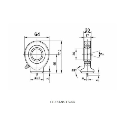 Ακρόμπαρο D:25,00mm - Συγκολλητό Κυκλική Βάση            Fs 25 C Fluro    (Uniball)