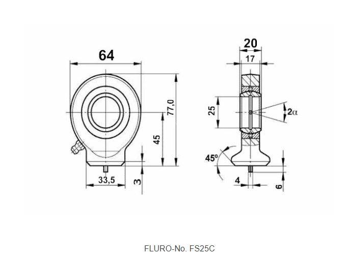 Ακρόμπαρο D:25,00mm - Συγκολλητό Κυκλική Βάση            Fs 25 C Fluro    (Uniball)