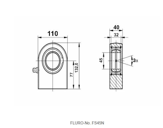 Ακρόμπαρο D:45,00mm - Συγκολλητό Ορθογωνική Βάση         Fs 45 N Fluro    (Uniball)