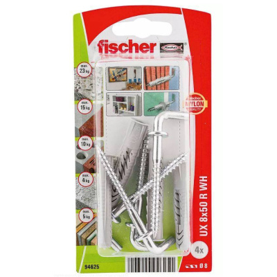 Fischer Ux 8X50 Wh Νάιλον Βύσμα Με Γαντζάκι Γωνία 4Τμχ